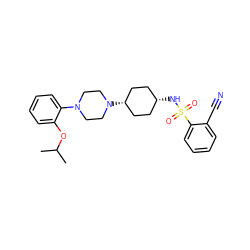 CC(C)Oc1ccccc1N1CCN([C@H]2CC[C@@H](NS(=O)(=O)c3ccccc3C#N)CC2)CC1 ZINC000101092578