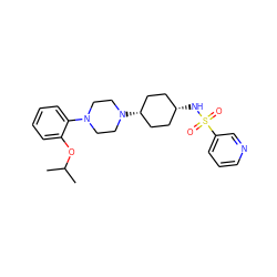 CC(C)Oc1ccccc1N1CCN([C@H]2CC[C@@H](NS(=O)(=O)c3cccnc3)CC2)CC1 ZINC000100070033