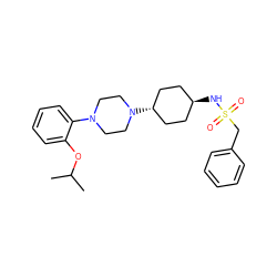 CC(C)Oc1ccccc1N1CCN([C@H]2CC[C@H](NS(=O)(=O)Cc3ccccc3)CC2)CC1 ZINC000101091845