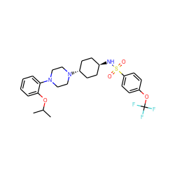 CC(C)Oc1ccccc1N1CCN([C@H]2CC[C@H](NS(=O)(=O)c3ccc(OC(F)(F)F)cc3)CC2)CC1 ZINC000101127709