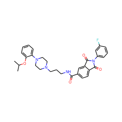 CC(C)Oc1ccccc1N1CCN(CCCNC(=O)c2ccc3c(c2)C(=O)N(c2cccc(F)c2)C3=O)CC1 ZINC000026266013