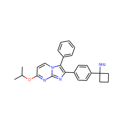 CC(C)Oc1ccn2c(-c3ccccc3)c(-c3ccc(C4(N)CCC4)cc3)nc2n1 ZINC000113656573