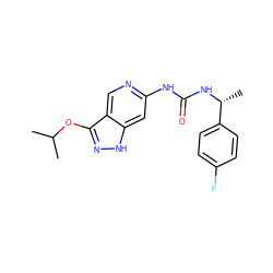 CC(C)Oc1n[nH]c2cc(NC(=O)N[C@H](C)c3ccc(F)cc3)ncc12 ZINC001772653714