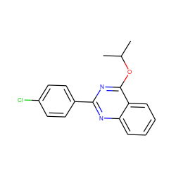 CC(C)Oc1nc(-c2ccc(Cl)cc2)nc2ccccc12 ZINC000000499913