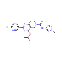 CC(C)Oc1nc(-c2ccc(Cl)nc2)nc2c1CN(C(=O)Nc1cnn(C)c1)CC2 ZINC000068248116