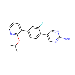 CC(C)Oc1ncccc1-c1ccc(-c2cnc(N)nc2)c(F)c1 ZINC000224714988