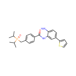 CC(C)P(=O)(Cc1ccc(C(=O)Nc2cc(-c3cccs3)ccc2N)cc1)C(C)C ZINC000040395513