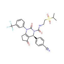 CC(C)S(=O)(=O)CCNC(=O)N1C(=O)N(c2cccc(C(F)(F)F)c2)C2=C(C(=O)CC2)[C@@H]1c1ccc(C#N)cc1 ZINC001772657201