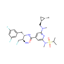 CC(C)S(=O)(=O)N(C)c1cc(C(=O)N[C@@H](Cc2cc(F)cc(F)c2)[C@@H](N)CF)cc(N(C)C[C@H]2C[C@@H]2C)n1 ZINC000028706472