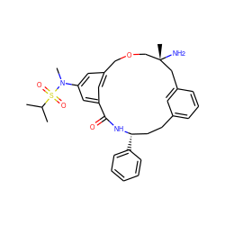 CC(C)S(=O)(=O)N(C)c1cc2cc(c1)C(=O)N[C@@H](c1ccccc1)CCc1cccc(c1)C[C@@](C)(N)COC2 ZINC000028949981