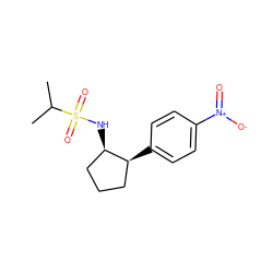 CC(C)S(=O)(=O)N[C@@H]1CCC[C@@H]1c1ccc([N+](=O)[O-])cc1 ZINC000013473549