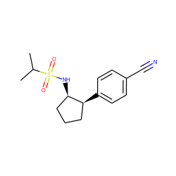 CC(C)S(=O)(=O)N[C@@H]1CCC[C@@H]1c1ccc(C#N)cc1 ZINC000013473551