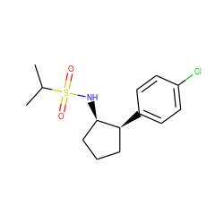 CC(C)S(=O)(=O)N[C@@H]1CCC[C@@H]1c1ccc(Cl)cc1 ZINC000013473540