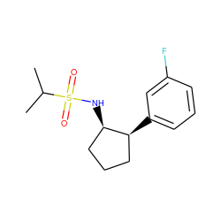 CC(C)S(=O)(=O)N[C@@H]1CCC[C@@H]1c1cccc(F)c1 ZINC000013473534