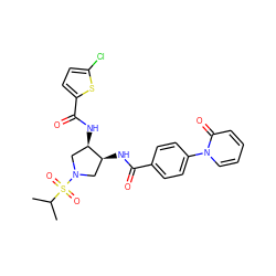 CC(C)S(=O)(=O)N1C[C@H](NC(=O)c2ccc(-n3ccccc3=O)cc2)[C@H](NC(=O)c2ccc(Cl)s2)C1 ZINC000028826232