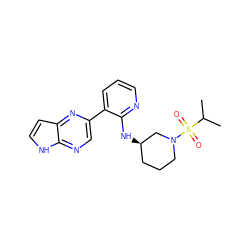 CC(C)S(=O)(=O)N1CCC[C@@H](Nc2ncccc2-c2cnc3[nH]ccc3n2)C1 ZINC000168980307