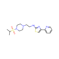 CC(C)S(=O)(=O)N1CCN(CCNc2nc(-c3ccccn3)cs2)CC1 ZINC000073139632