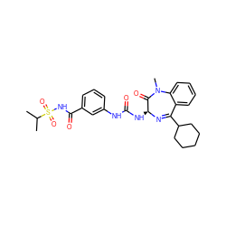 CC(C)S(=O)(=O)NC(=O)c1cccc(NC(=O)N[C@@H]2N=C(C3CCCCC3)c3ccccc3N(C)C2=O)c1 ZINC000001482900