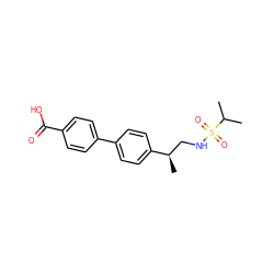 CC(C)S(=O)(=O)NC[C@@H](C)c1ccc(-c2ccc(C(=O)O)cc2)cc1 ZINC000013835085