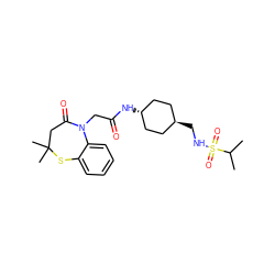 CC(C)S(=O)(=O)NC[C@H]1CC[C@H](NC(=O)CN2C(=O)CC(C)(C)Sc3ccccc32)CC1 ZINC000253780468