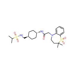 CC(C)S(=O)(=O)NC[C@H]1CC[C@H](NC(=O)CN2CCC(C)(C)S(=O)(=O)c3ccccc32)CC1 ZINC000261081146