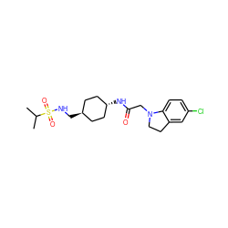 CC(C)S(=O)(=O)NC[C@H]1CC[C@H](NC(=O)CN2CCc3cc(Cl)ccc32)CC1 ZINC000261087825