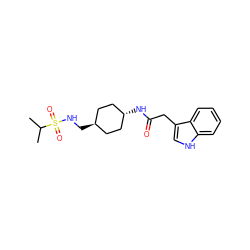 CC(C)S(=O)(=O)NC[C@H]1CC[C@H](NC(=O)Cc2c[nH]c3ccccc23)CC1 ZINC000261174938