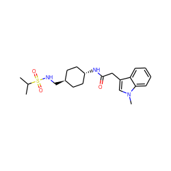 CC(C)S(=O)(=O)NC[C@H]1CC[C@H](NC(=O)Cc2cn(C)c3ccccc23)CC1 ZINC000261094867