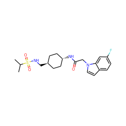 CC(C)S(=O)(=O)NC[C@H]1CC[C@H](NC(=O)Cn2ccc3ccc(F)cc32)CC1 ZINC000261086096