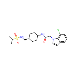 CC(C)S(=O)(=O)NC[C@H]1CC[C@H](NC(=O)Cn2ccc3cccc(Cl)c32)CC1 ZINC000261181465