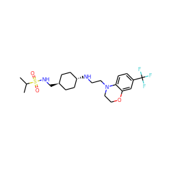 CC(C)S(=O)(=O)NC[C@H]1CC[C@H](NCCN2CCOc3cc(C(F)(F)F)ccc32)CC1 ZINC000261187611