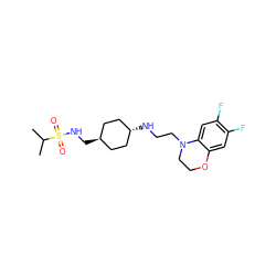 CC(C)S(=O)(=O)NC[C@H]1CC[C@H](NCCN2CCOc3cc(F)c(F)cc32)CC1 ZINC000261133550