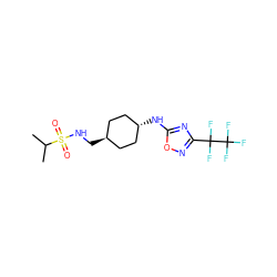 CC(C)S(=O)(=O)NC[C@H]1CC[C@H](Nc2nc(C(F)(F)C(F)(F)F)no2)CC1 ZINC000261184211