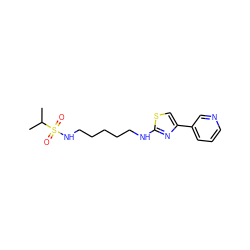 CC(C)S(=O)(=O)NCCCCCNc1nc(-c2cccnc2)cs1 ZINC000073139430