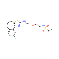 CC(C)S(=O)(=O)NCCOCCNc1nc2c(s1)CCCc1ccc(F)cc1-2 ZINC000072122997