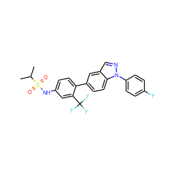 CC(C)S(=O)(=O)Nc1ccc(-c2ccc3c(cnn3-c3ccc(F)cc3)c2)c(C(F)(F)F)c1 ZINC000049110623