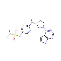 CC(C)S(=O)(=O)Nc1ccc(N(C)[C@@H]2CCN(c3ncnc4[nH]ccc34)C2)nc1 ZINC000149057538