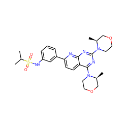 CC(C)S(=O)(=O)Nc1cccc(-c2ccc3c(N4CCOC[C@@H]4C)nc(N4CCOC[C@@H]4C)nc3n2)c1 ZINC000142946066