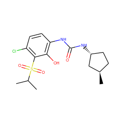 CC(C)S(=O)(=O)c1c(Cl)ccc(NC(=O)N[C@@H]2CC[C@@H](C)C2)c1O ZINC001772628798