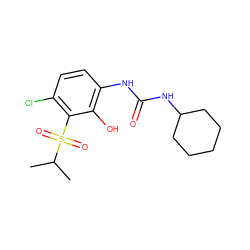 CC(C)S(=O)(=O)c1c(Cl)ccc(NC(=O)NC2CCCCC2)c1O ZINC001772651148