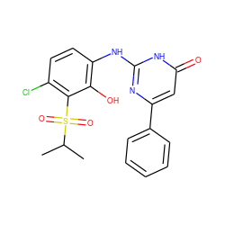 CC(C)S(=O)(=O)c1c(Cl)ccc(Nc2nc(-c3ccccc3)cc(=O)[nH]2)c1O ZINC000299826337