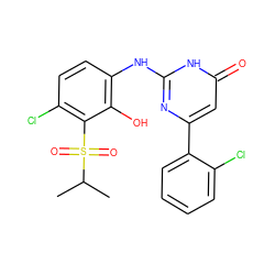 CC(C)S(=O)(=O)c1c(Cl)ccc(Nc2nc(-c3ccccc3Cl)cc(=O)[nH]2)c1O ZINC000299837061