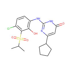 CC(C)S(=O)(=O)c1c(Cl)ccc(Nc2nc(C3CCCC3)cc(=O)[nH]2)c1O ZINC000299835193