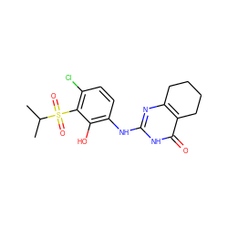 CC(C)S(=O)(=O)c1c(Cl)ccc(Nc2nc3c(c(=O)[nH]2)CCCC3)c1O ZINC000299840132