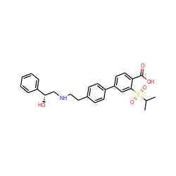 CC(C)S(=O)(=O)c1cc(-c2ccc(CCNC[C@H](O)c3ccccc3)cc2)ccc1C(=O)O ZINC000029132791