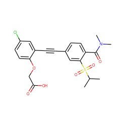 CC(C)S(=O)(=O)c1cc(C#Cc2cc(Cl)ccc2OCC(=O)O)ccc1C(=O)N(C)C ZINC000073162544