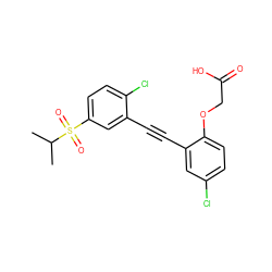 CC(C)S(=O)(=O)c1ccc(Cl)c(C#Cc2cc(Cl)ccc2OCC(=O)O)c1 ZINC000073195778