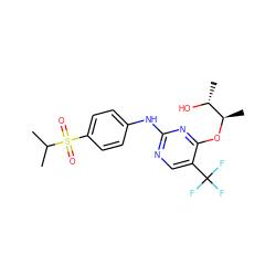 CC(C)S(=O)(=O)c1ccc(Nc2ncc(C(F)(F)F)c(O[C@H](C)[C@@H](C)O)n2)cc1 ZINC000118160912