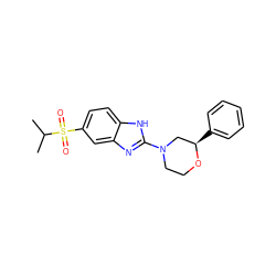 CC(C)S(=O)(=O)c1ccc2[nH]c(N3CCO[C@H](c4ccccc4)C3)nc2c1 ZINC000095576135