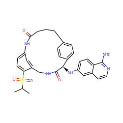 CC(C)S(=O)(=O)c1ccc2cc1CNC(=O)[C@H](Nc1ccc3c(N)nccc3c1)c1ccc(cc1)CCCC(=O)N2 ZINC000143646374